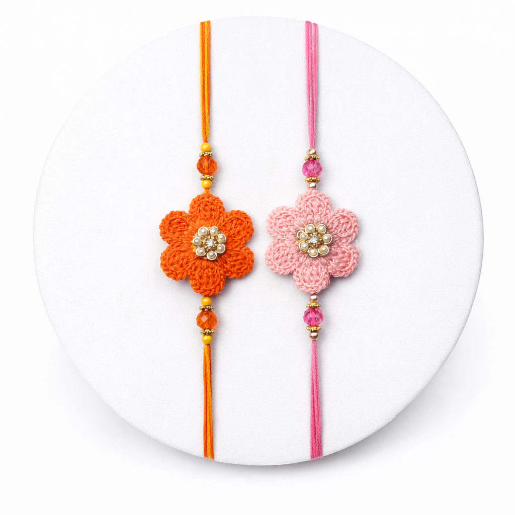 Handcrafted Flower Rakhi Set