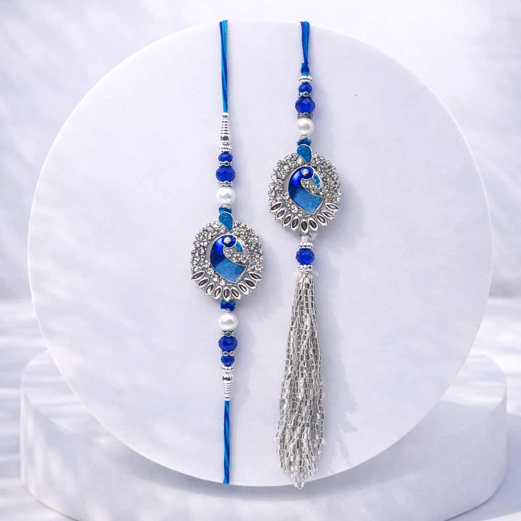 Silver Peacock Bhaiya Bhabhi Set