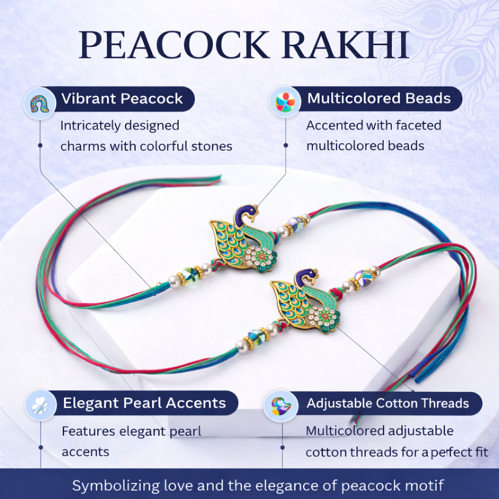 Meenakari Peacock Rakhi (Set of 2)