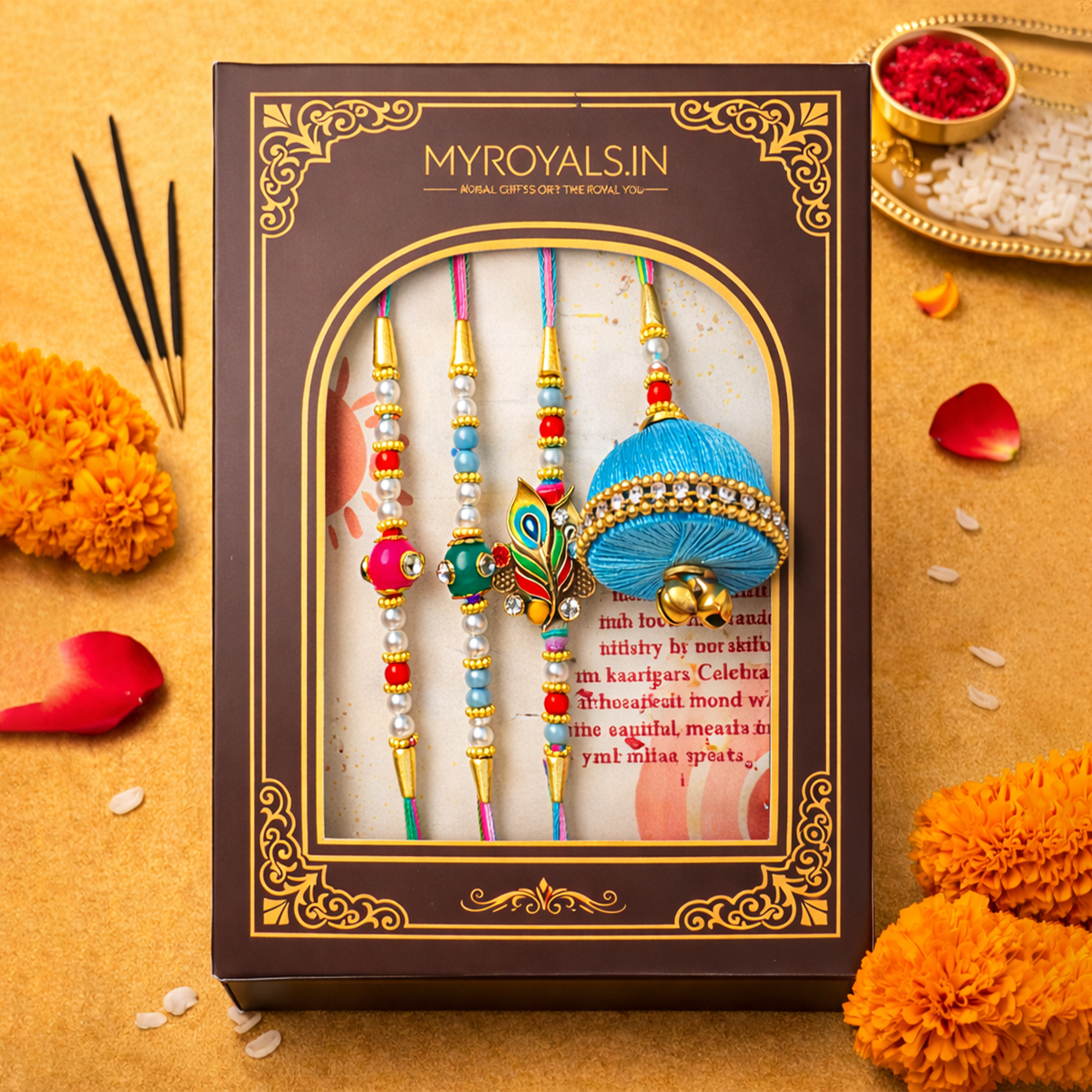 Sky Blue Peacock Family Set (4 Pcs)