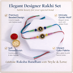 Peacock Eye Crystal Rakhi (Set of 2)