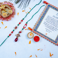 Exquisite Peacock Bhaiya Bhabhi Rakhi Thali Set – Handcrafted Couple Collection with Message Scroll