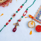 Exquisite Peacock Bhaiya Bhabhi Rakhi Thali Set – Handcrafted Couple Collection with Message Scroll