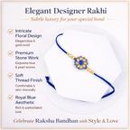 Blue Thread Rakhi with Floral Stone Center