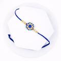Blue Thread Rakhi with Floral Stone Center