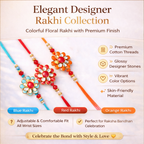 Designer Flower Rakhi - Pack of 3