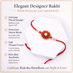 Red Floral Pearl Single Rakhi