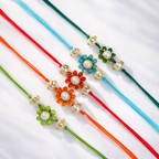 Colorful Floral Pearl Rakhi - Pack of 6