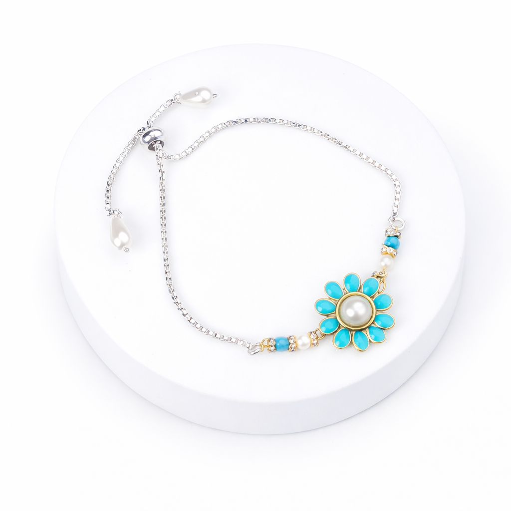 Blue Floral Bhaiya Bhabhi Rakhi