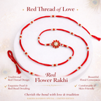 Red Flower Rakhi with Pearl Center