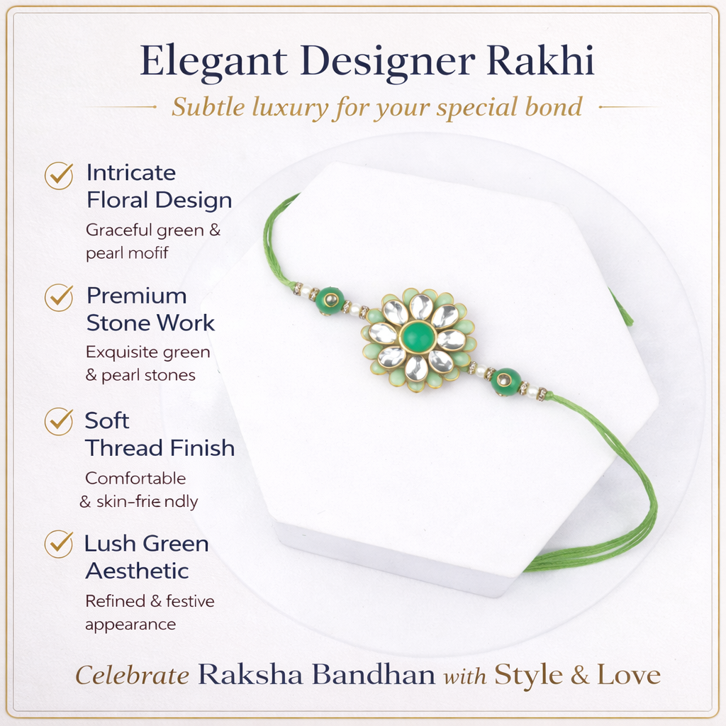 Elegant Green Floral Rakhi