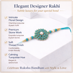 Turquoise Floral Pearl Single Rakhi