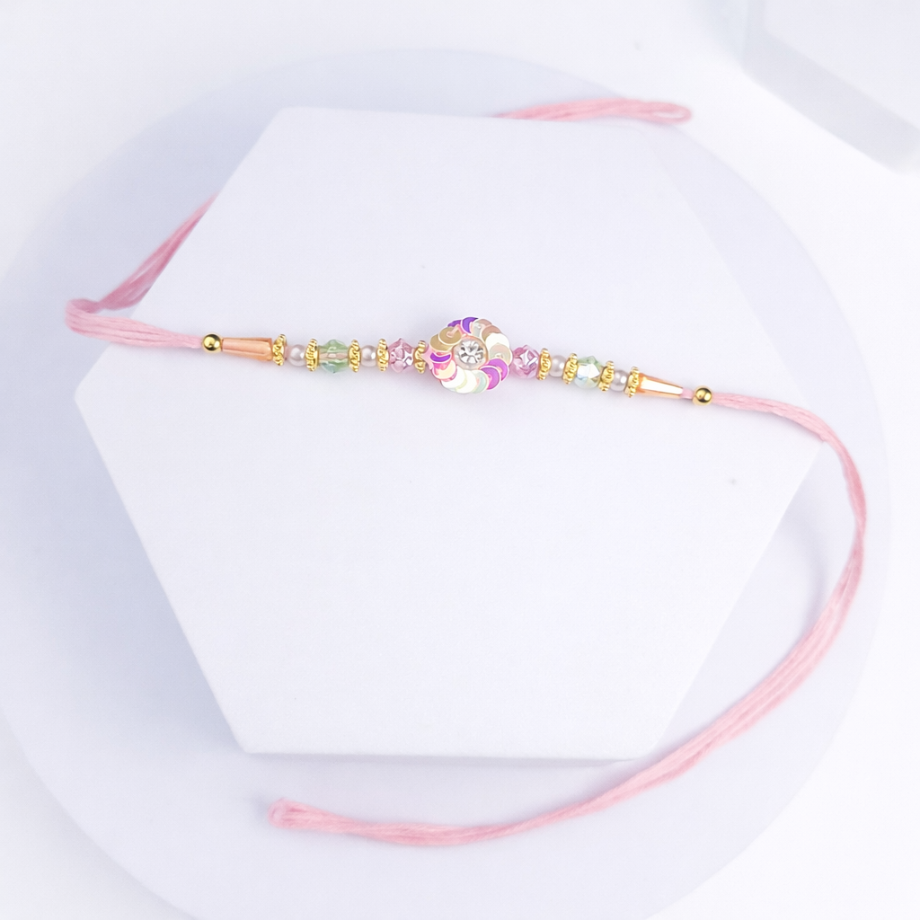 Multicolor Sequin Floral Rakhi