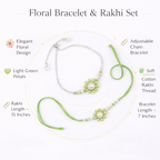 Green Floral Pearl Bhaiya Bhabhi Bracelet Set