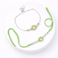 Green Floral Pearl Bhaiya Bhabhi Bracelet Set
