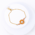 Orange Floral Bhaiya Bhabhi Bracelet Set