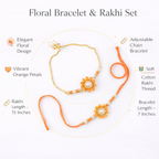 Orange Floral Bhaiya Bhabhi Bracelet Set