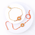 Orange Floral Bhaiya Bhabhi Bracelet Set