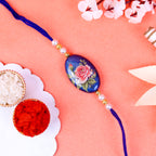 Designer Floral Rose Rakhi Set with Roli-Chawal & Ganesha Blessing Card