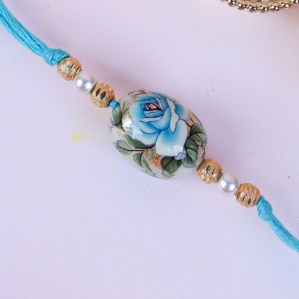 Handcrafted Ethnic Rakhi Set with Roli-Chawal & Festive Greeting Card