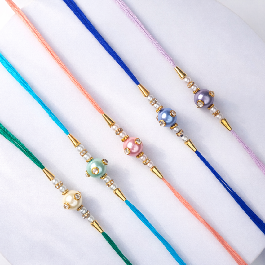 Pearl Rakhi Set – 5 Pc Assorted