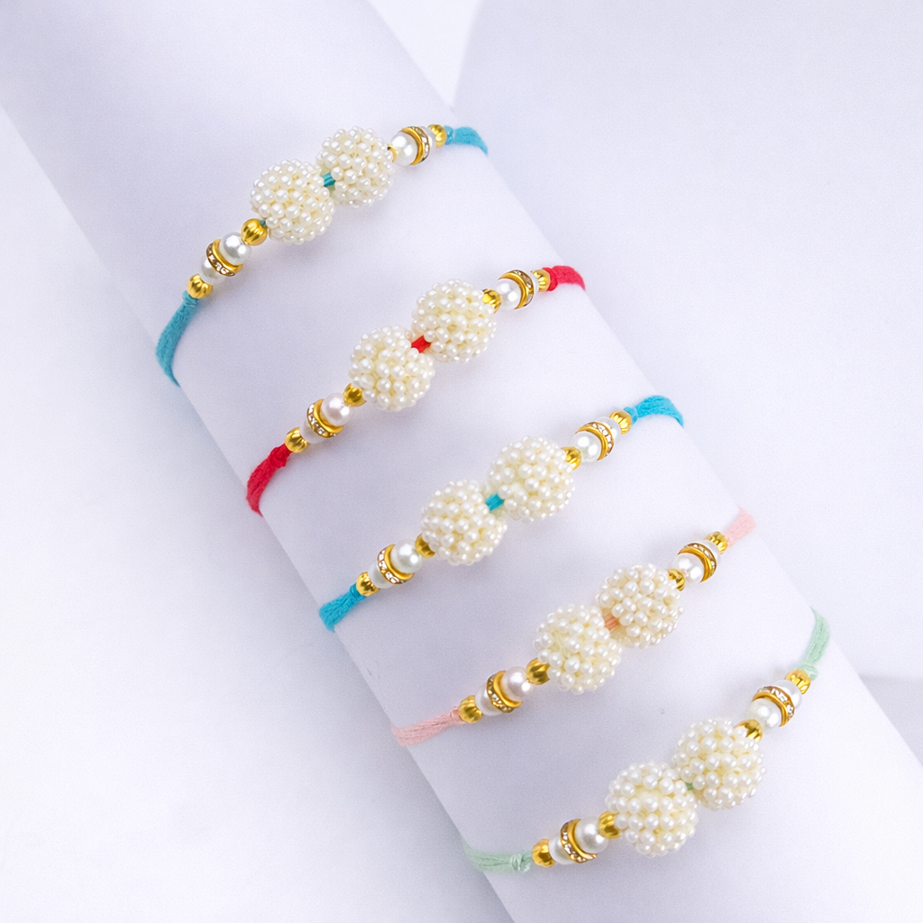Pearl Bead Rakhi Combo – Pack of 5