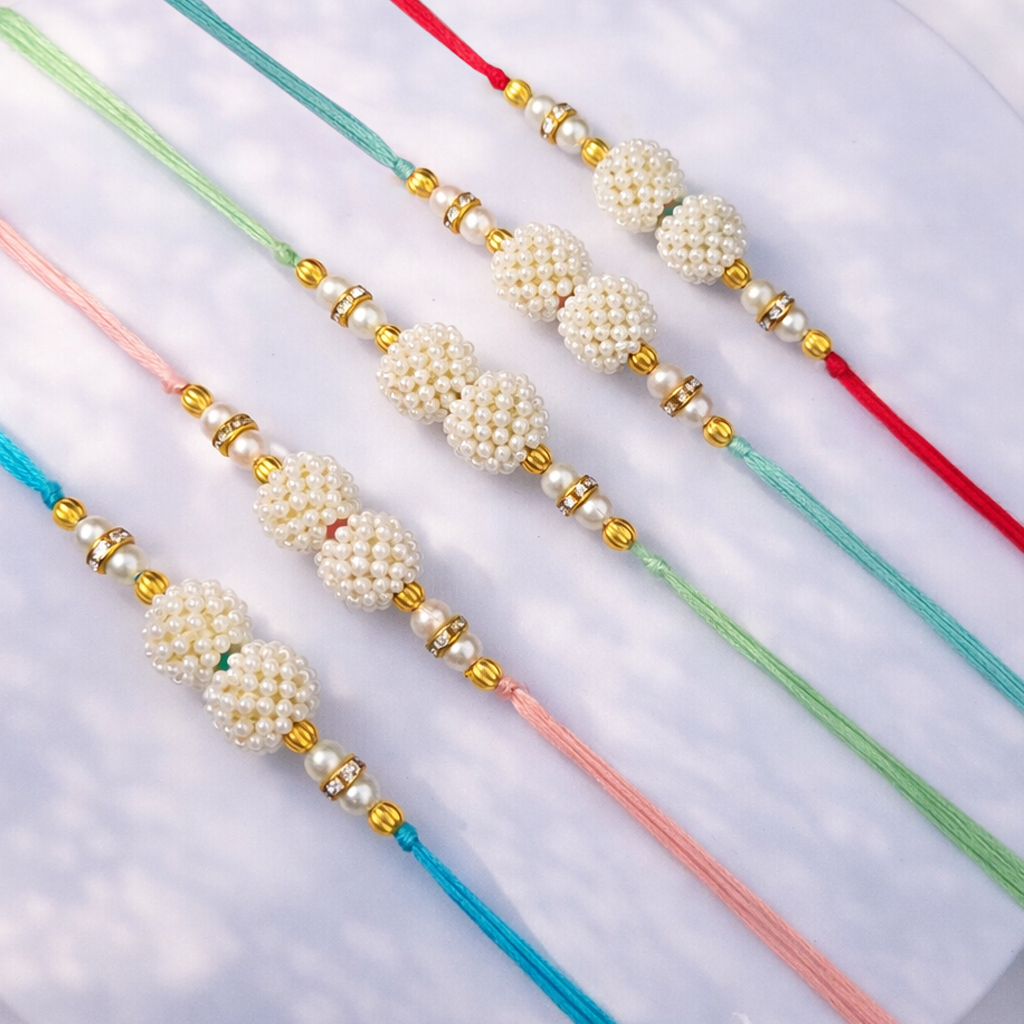 Pearl Bead Rakhi Combo – Pack of 5