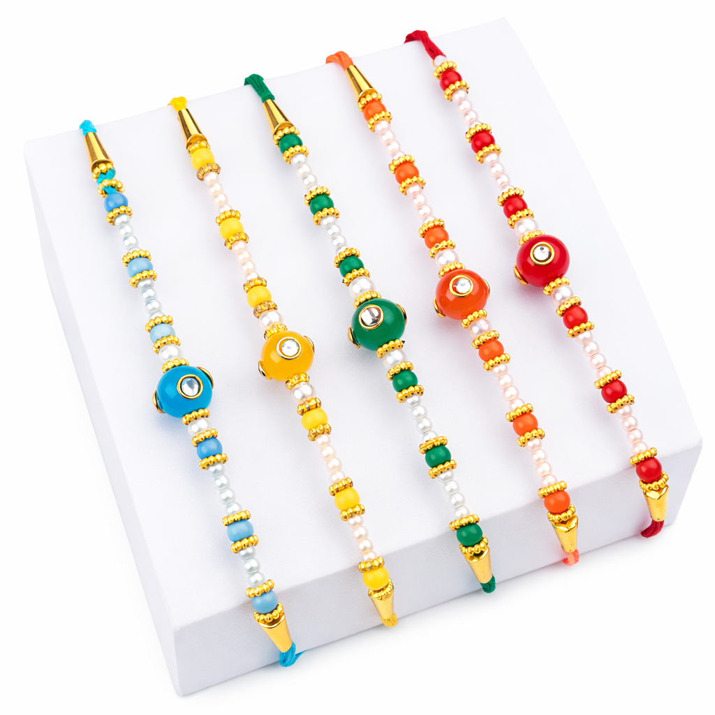 Multicolor Stone Rakhi - Pack of 5