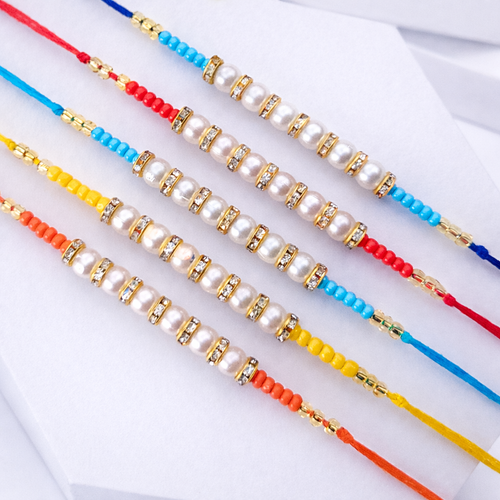 Beaded Pearl Rakhi - Pack of 5