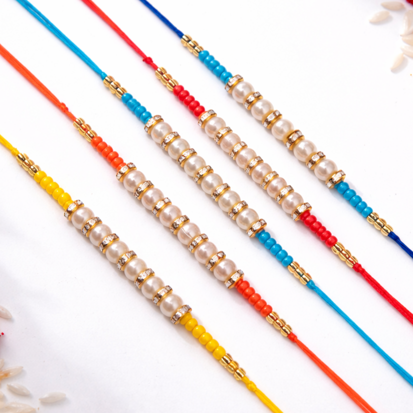Beaded Pearl Rakhi - Pack of 5