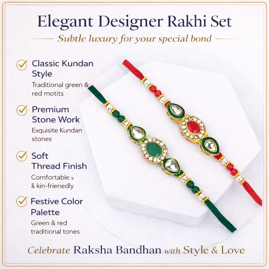 Kundan & Stone Rakhi (Set of 2)