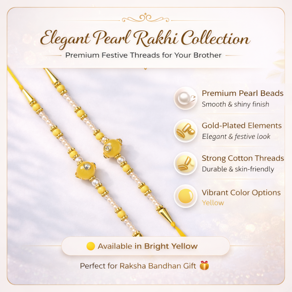 Yellow Beaded Rakhi (Set of 2)