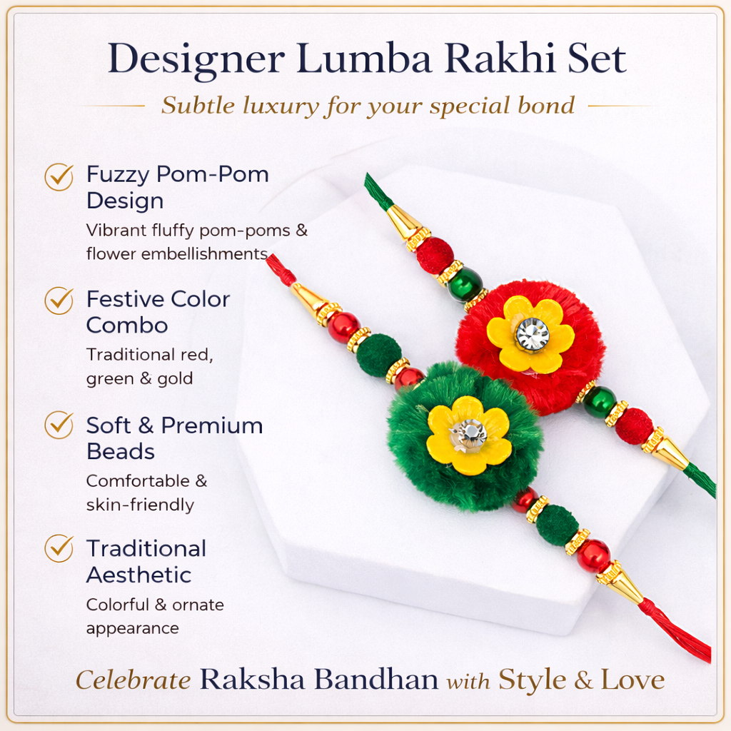 Red & Green Woolen Rakhi (Set of 2)