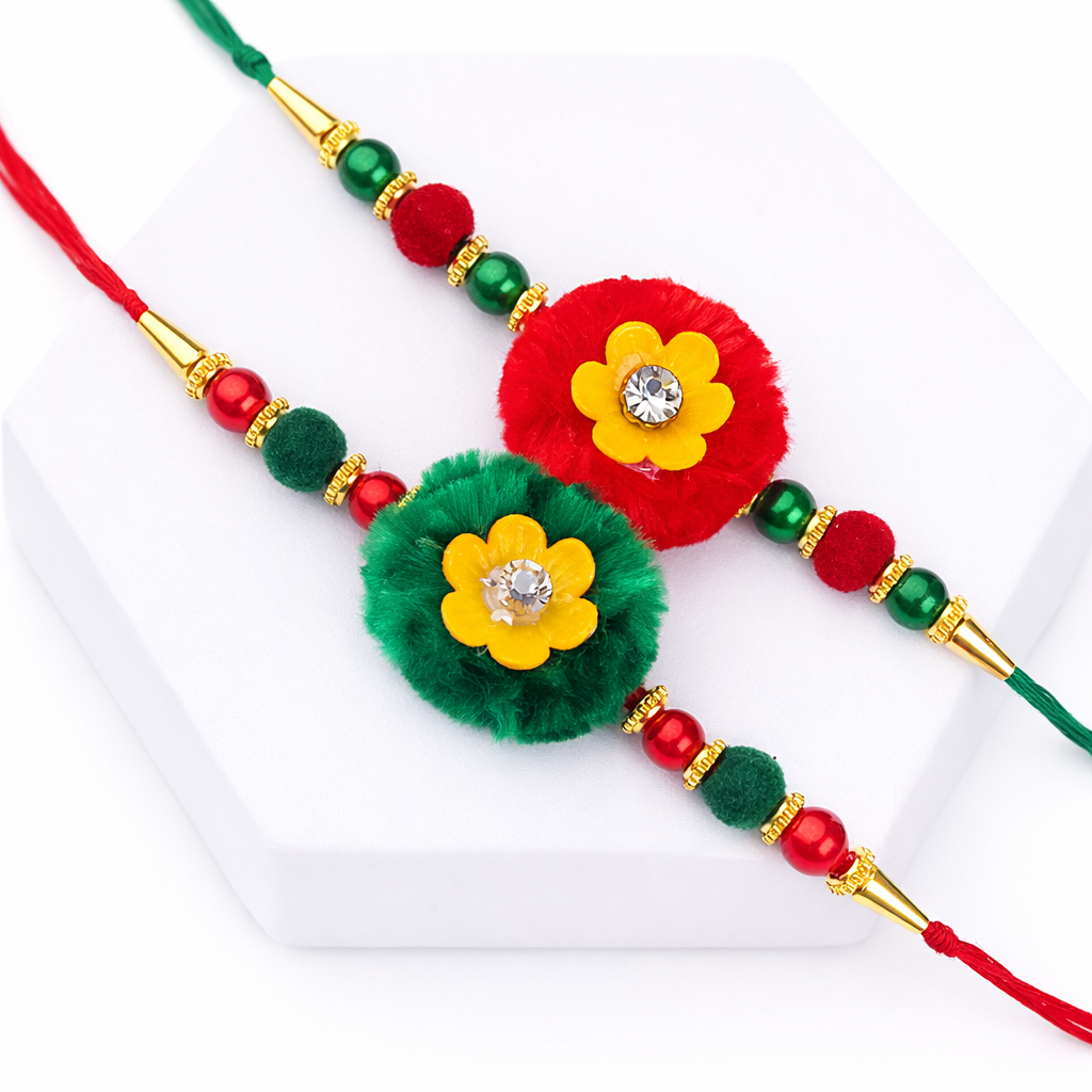 Red & Green Woolen Rakhi (Set of 2)