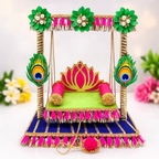 Peacock Design Laddu Gopal Jhula Singhasan