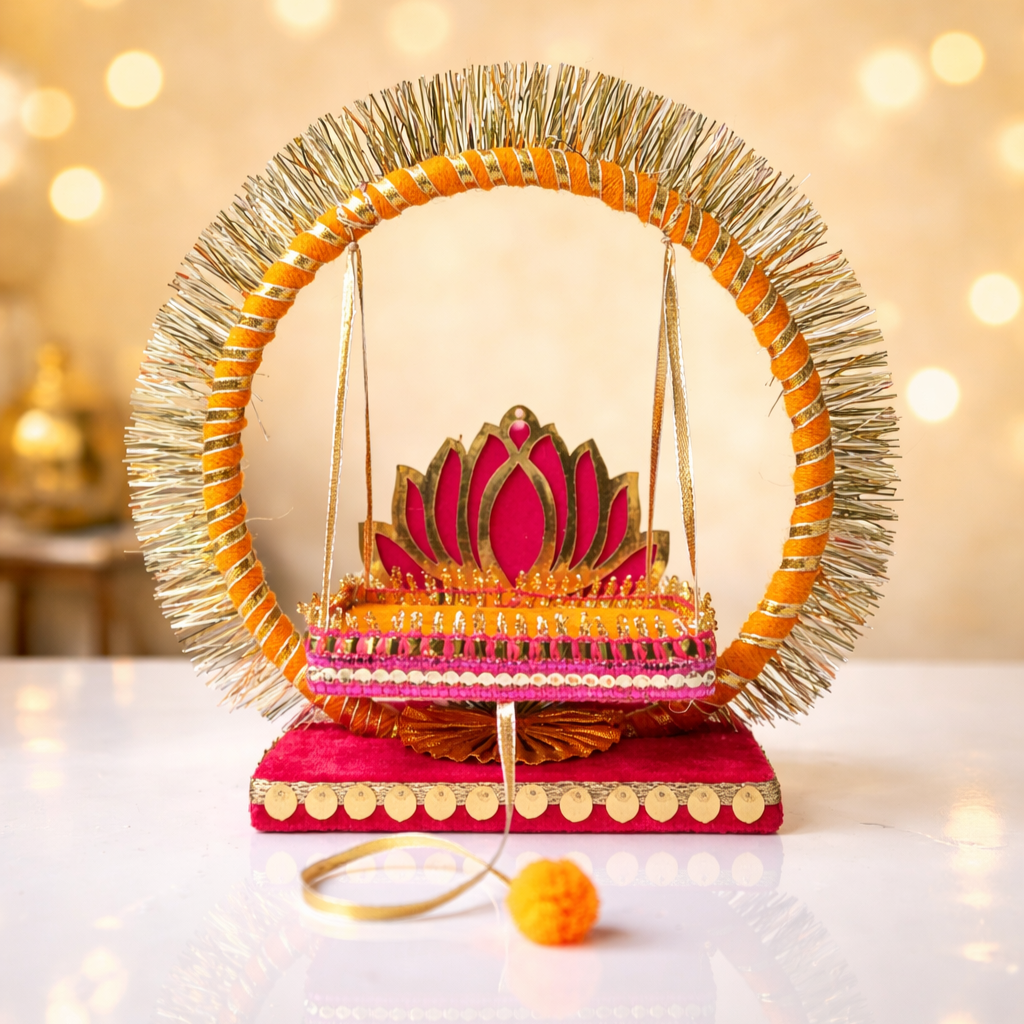 Premium Laddu Gopal Jhula with Decorative Frame
