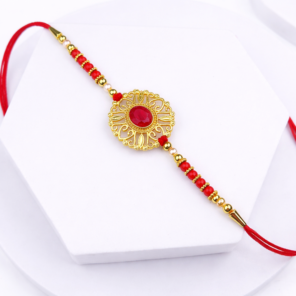 Royal Gold Filigree Single Rakhi