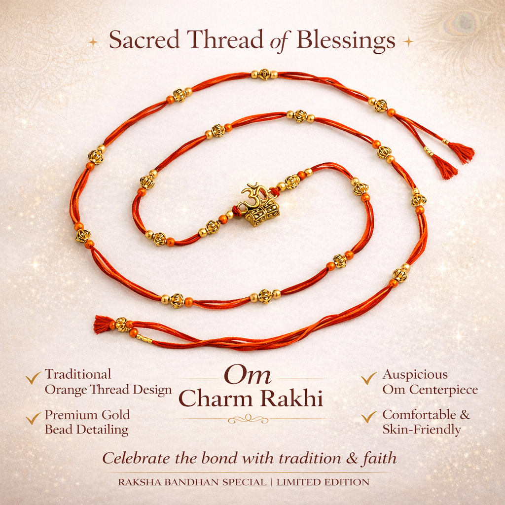 Orange Thread Om Shivling Rakhi