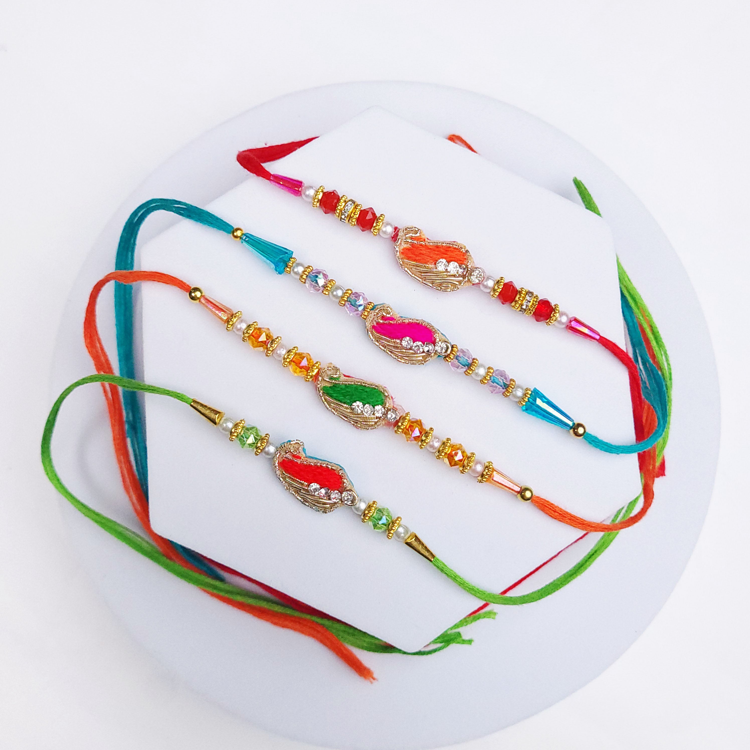 Designer Meenakari Mango Rakhi - Pack of 4