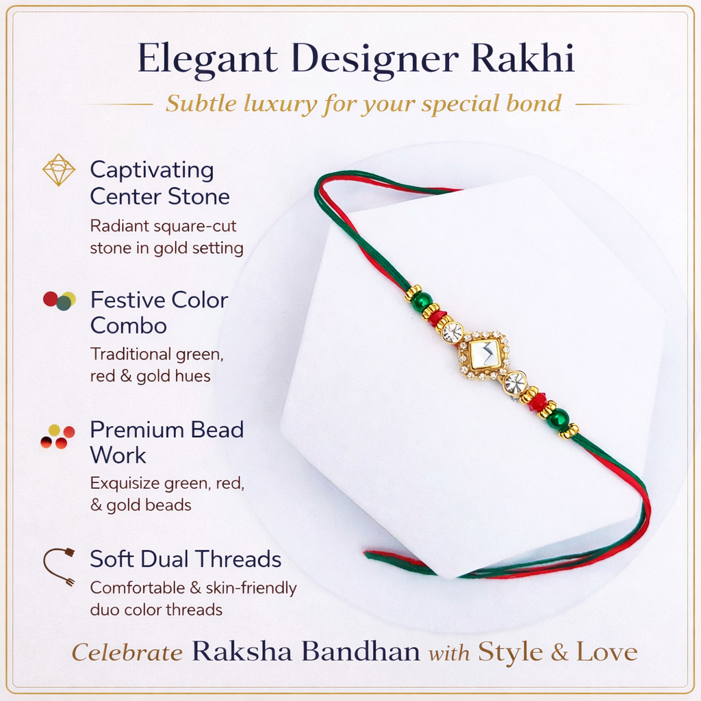 Square Crystal Minimalist Rakhi