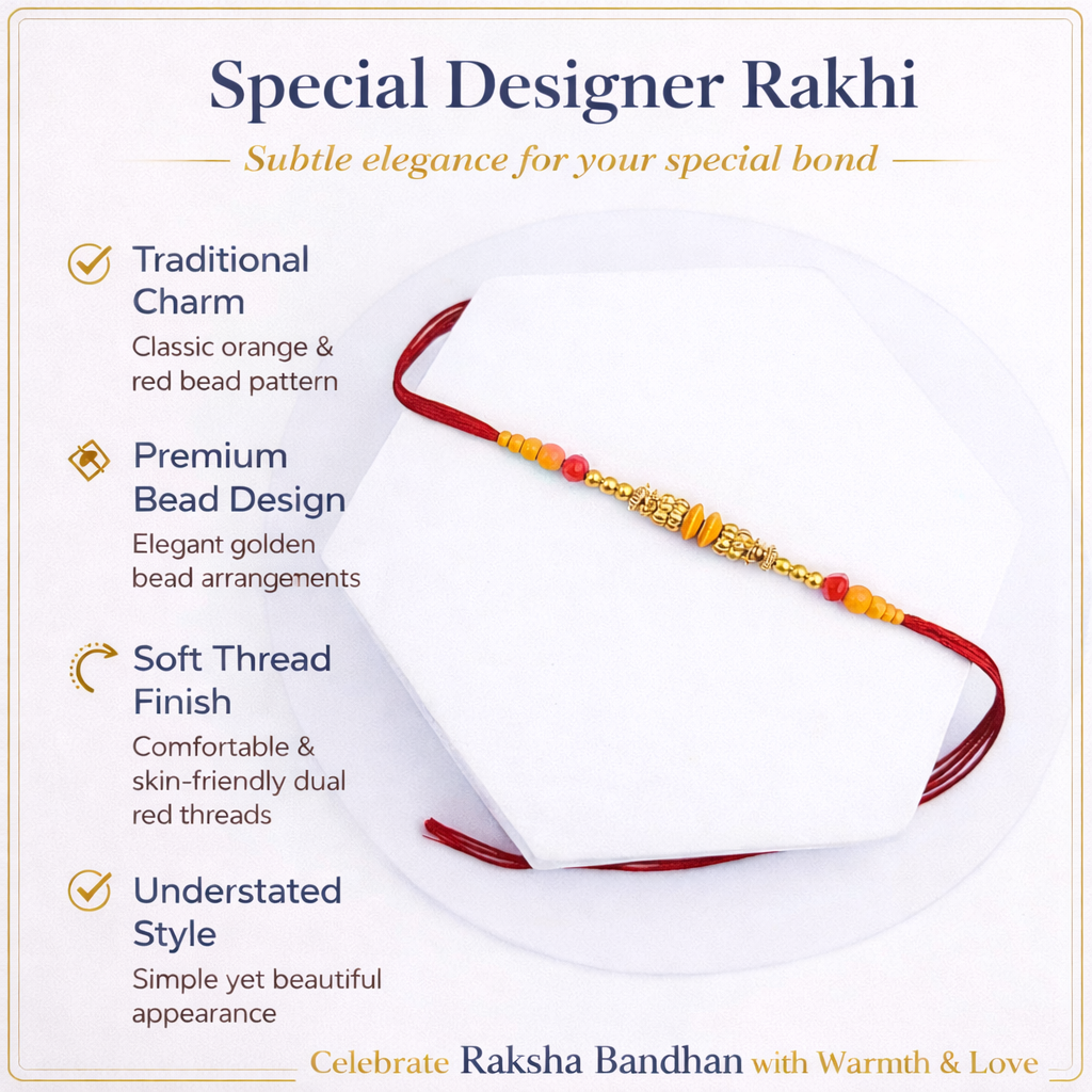 Minimalist Gold Bead Single Rakhi