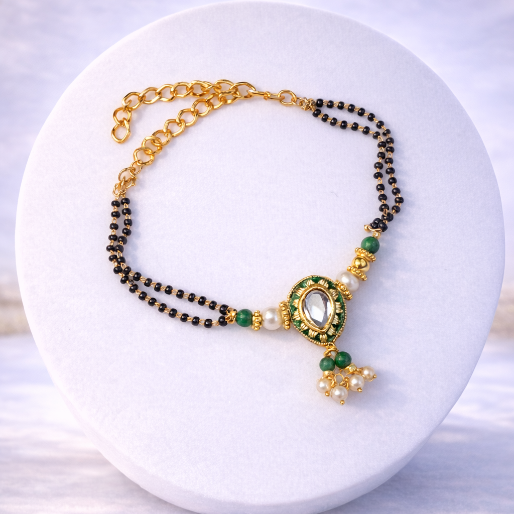 Green Stone Mangalsutra Style Rakhi