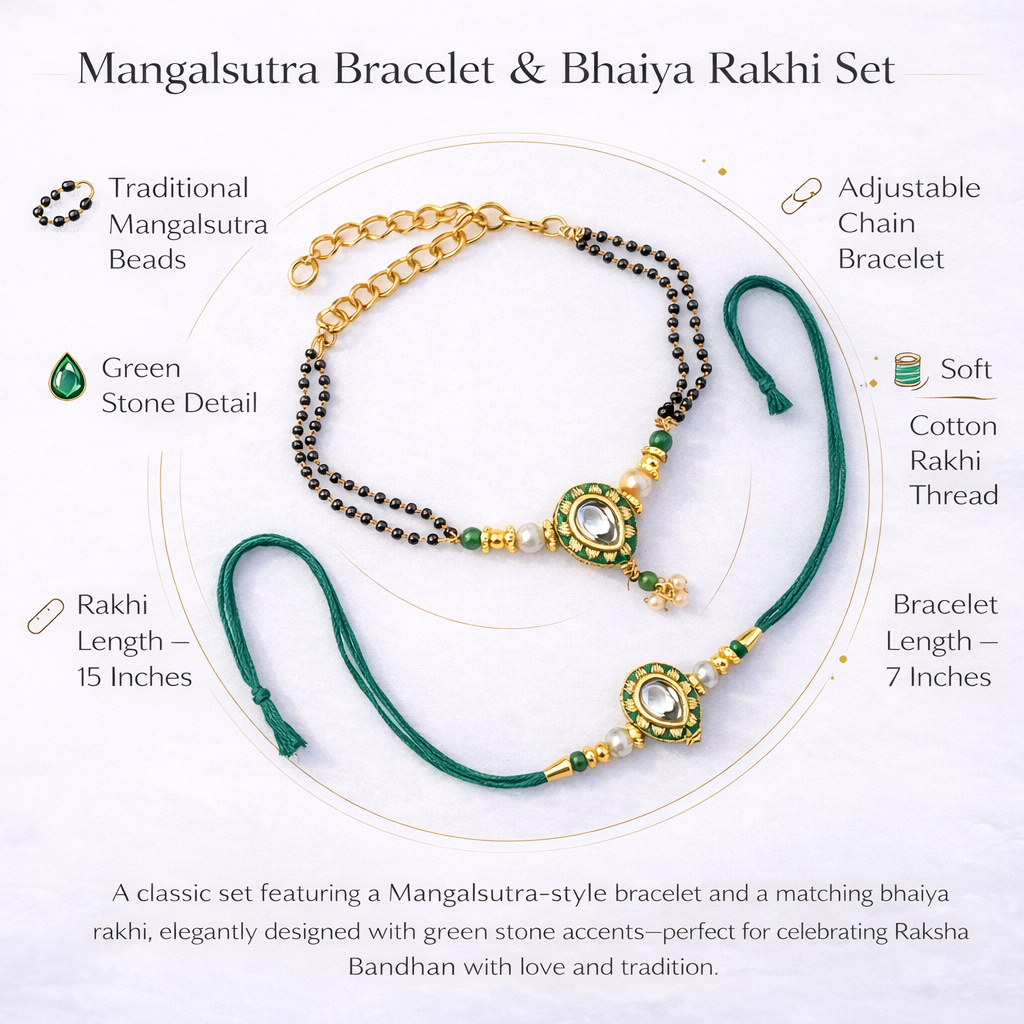 Green Stone Mangalsutra Style Rakhi