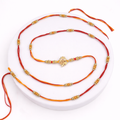 Red & Yellow Thread Rakhi with Ganesh Center