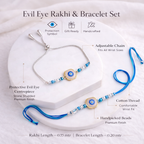 Blue Evil Eye Rakhi & Bracelet Set