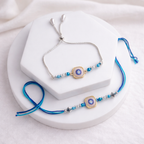 Blue Evil Eye Rakhi & Bracelet Set