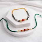 Royal Red Bead Rakhi & Bracelet Set
