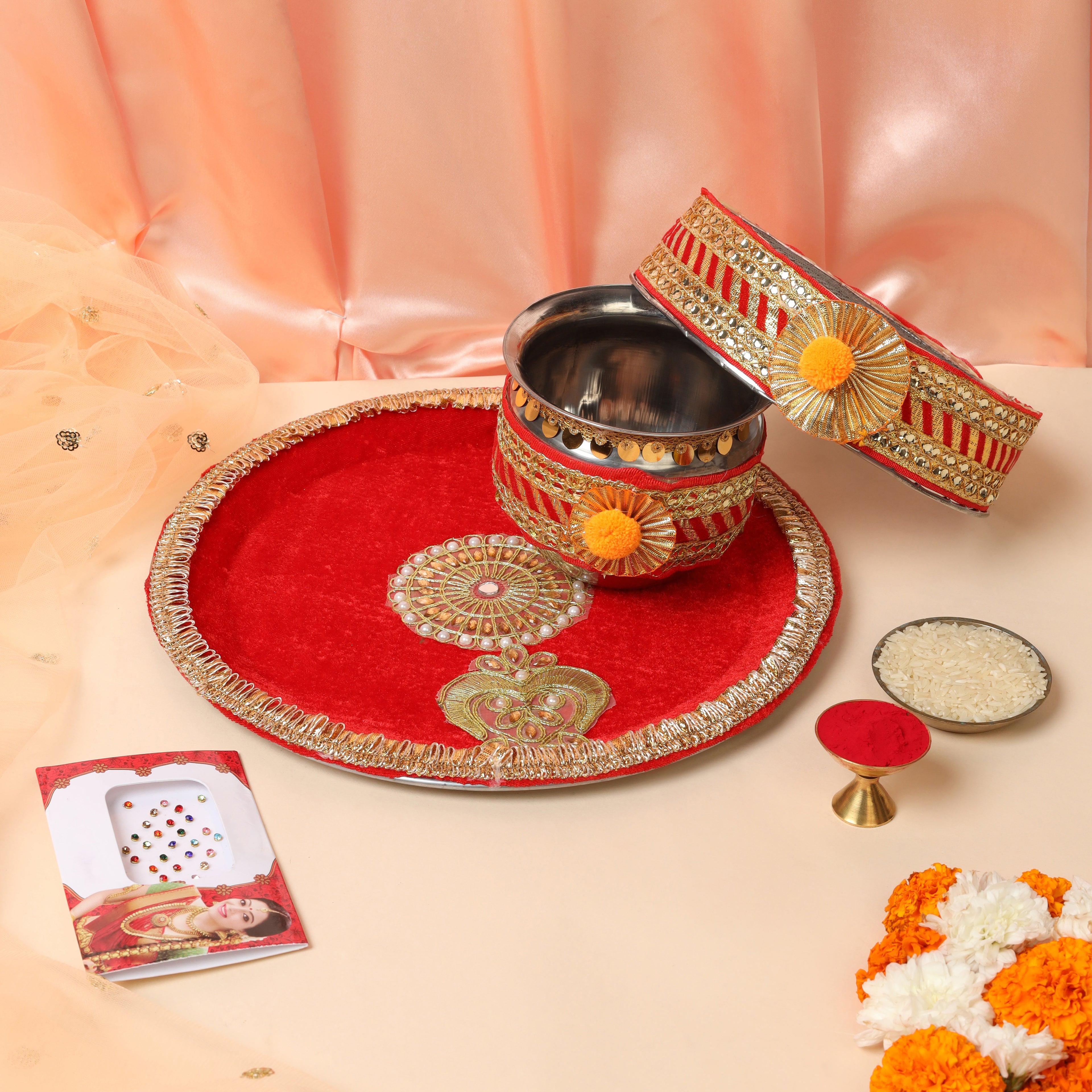Royal Mayur Velvet Karwa Chauth Thali