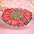 Premium Red Green Fancy Pooja Thal Cover