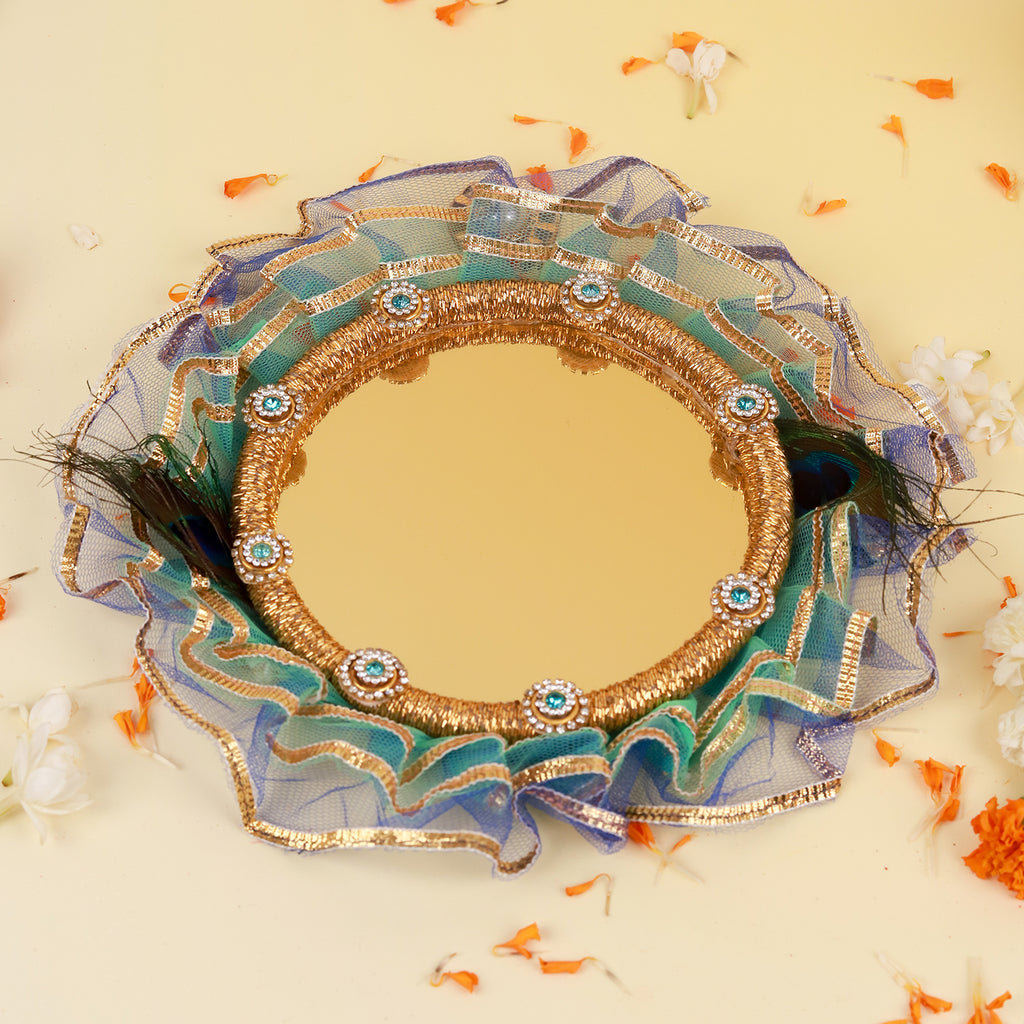 Designer Bhaiya Bhabhi Rakhi Set with Jute-Finish Pooja Thali, Greeting Card & Roli Chawal